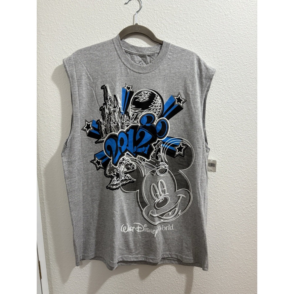 Men's Vintage Disney Original Mickey Mouse 2012‎ XL Gray Tank Top Graphic BNWT